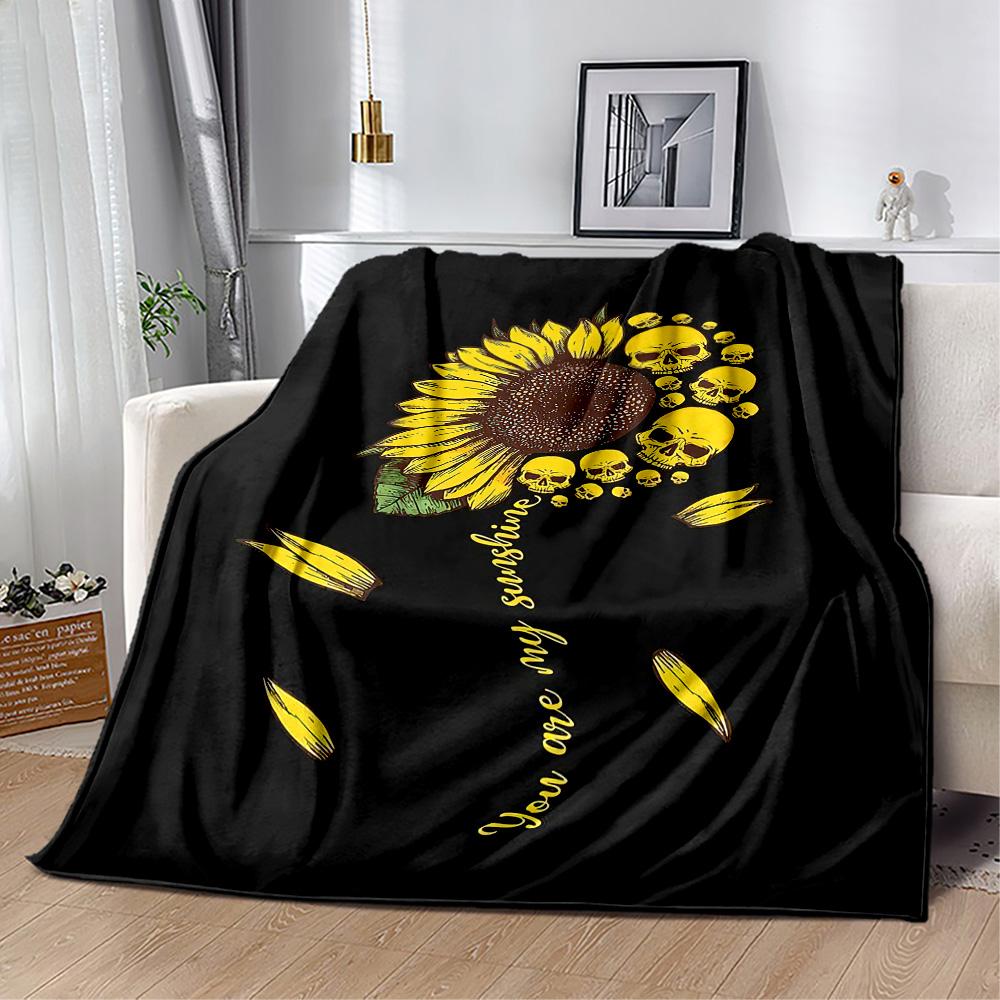1pc Sunflower Initial blanket Soft and Warm for Sofa Office Camping Travel Livingroom Great Gift for Friends and Family Comfortable