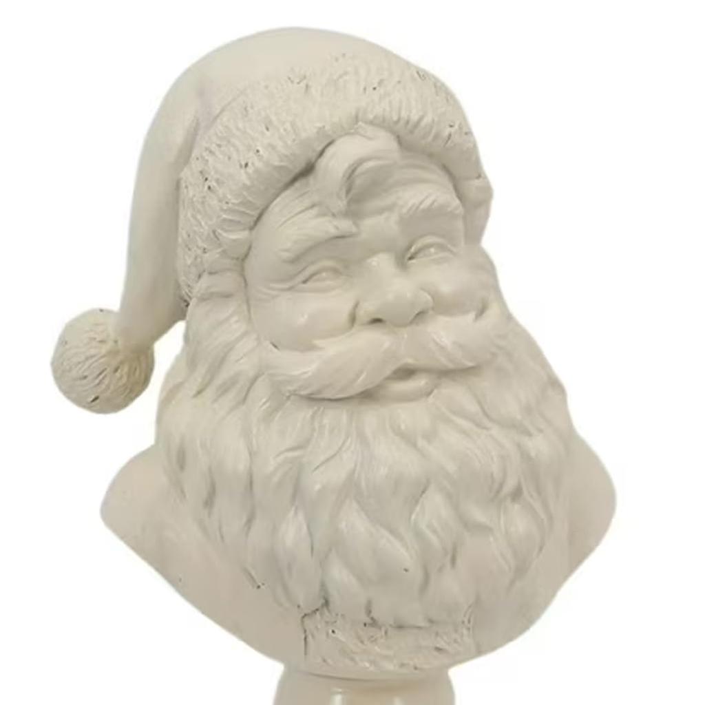 Santa Claus Head Statue Resin Figurine Christmas Figurines Santa Bust Christmas Tabletop Ornament Xmas Decor