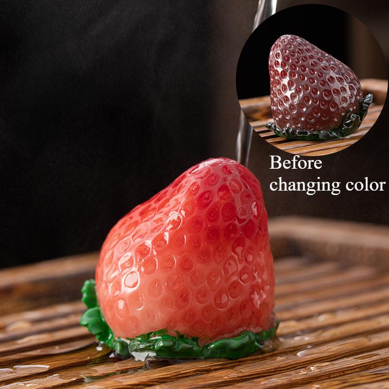 Creative Resin Color Changing Tea Pets Persimmon Ruyi Lychee Fruit Color Changing Tea Pets Home Desktop Decoration Ornaments
