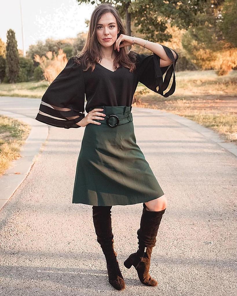 Azura Exchange Flare Sleeve V Neck Blouse