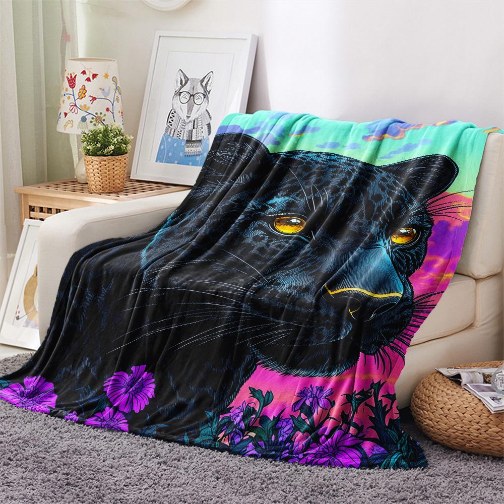 Black Panthers Print Flannel Blanket, High Quality Comfortable for All Seasons, Home Decor, Warmth and Comfort