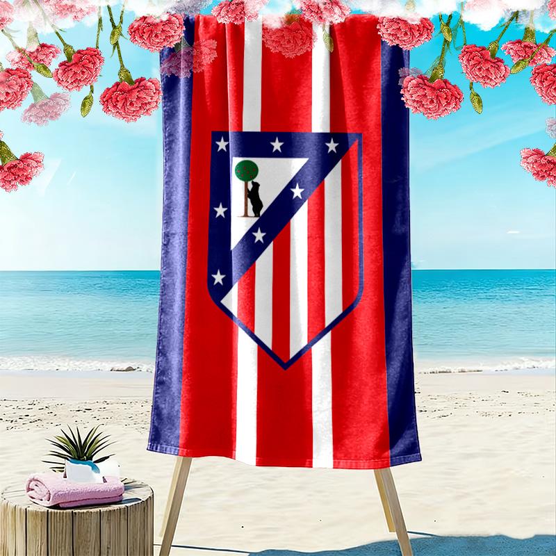 Atletico Madrid Logo Print Beach Towel, Large Soft Quick Dry Towel for Beach Camping Swimming