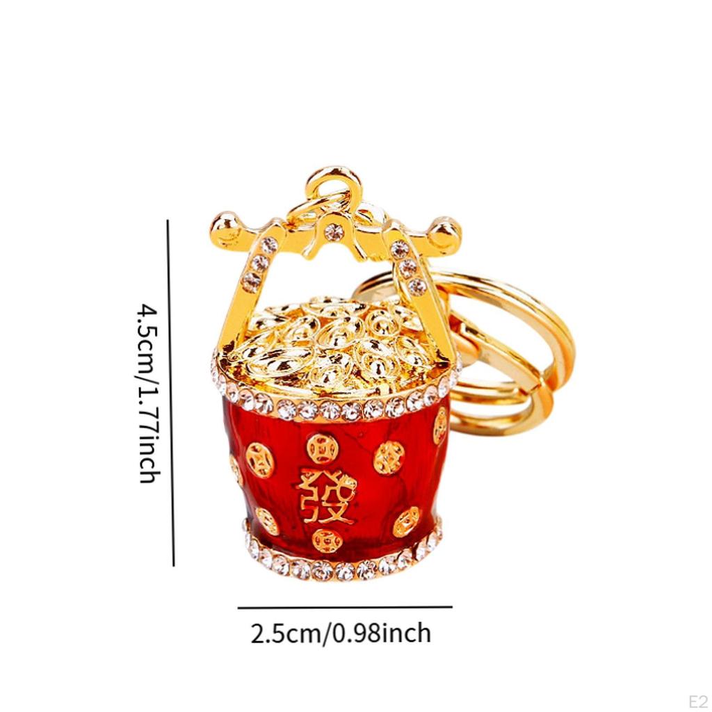 Feng Shui Bucket Keychain, Decorative, Bag Accessories, Wealth, , Yuan Bao Amulet Keychain Year