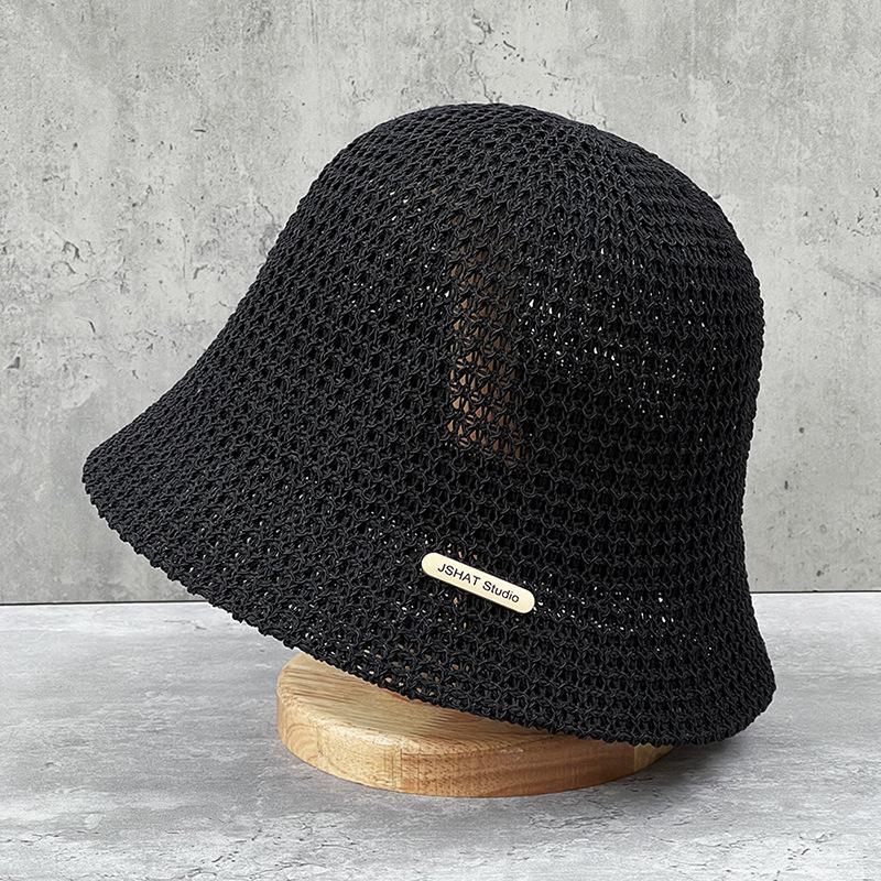 Japanese Hollow Sunscreen Bucket Hat Women'S Summer Outdoor Versatile Sun Hat Knitted Breathable Bucket Basin Hat Shows Small Face