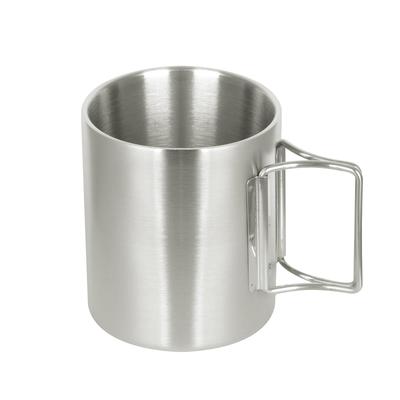 Einfache Outdoor-Camping-Tasse, Kaffee, doppelwandige Edelstahl-Tasse, Reise-Griff, Klapptasse, Camping-Silberbecher, Tasse, Becher, 400 ml,