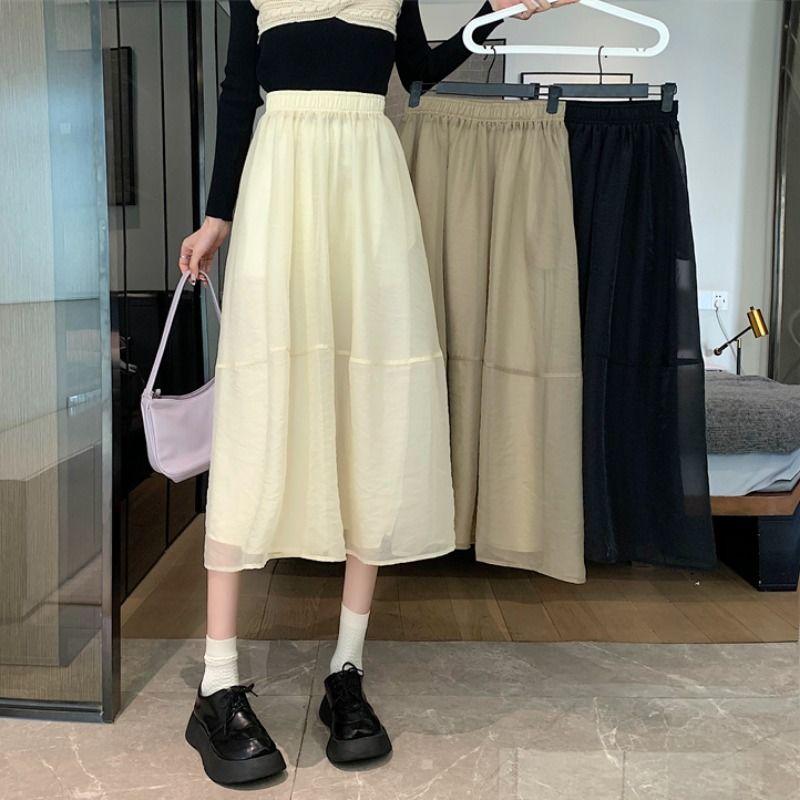 

Plus Size Summer Trendy High-Waist Slim-Fit Versatile Elegant A-Line Umbrella Skirt for Women 2XL