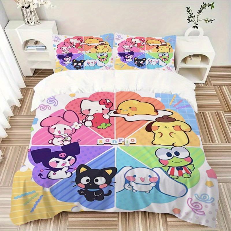 3pcs Sanrio Characters Breathable Polyester Bedding Set Soft Duvet Cover and 2 Pillowcases,Suitable for All Seasons, 082645b