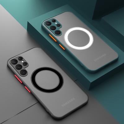 Mat Frosty Magnetische Hoesje Voor Samsung Galaxy S26 S2 Ultra S24 FE S23 S22 S21 Plus Telefoon Voor Draadloos Opladen Cover
