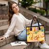  Cute Floral Duck Print Tote Bag Portable Casual Shoulder Handbag for Daily Use