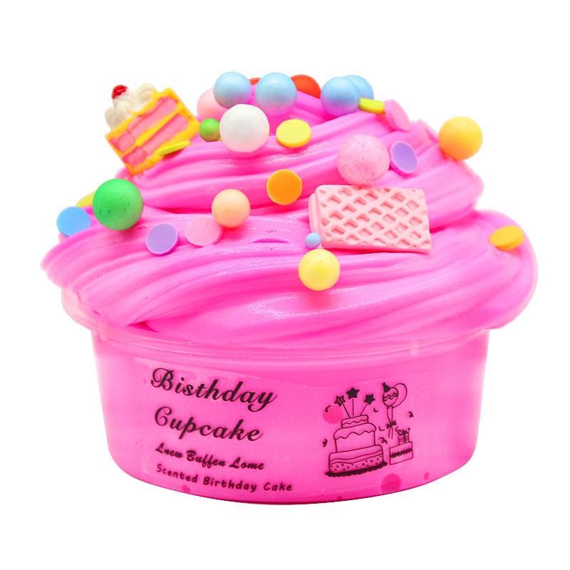 H- Spinner Cute Clock Block Cake Fluffy Slime Plasticine Mud Slam Stress Relief Barneleke