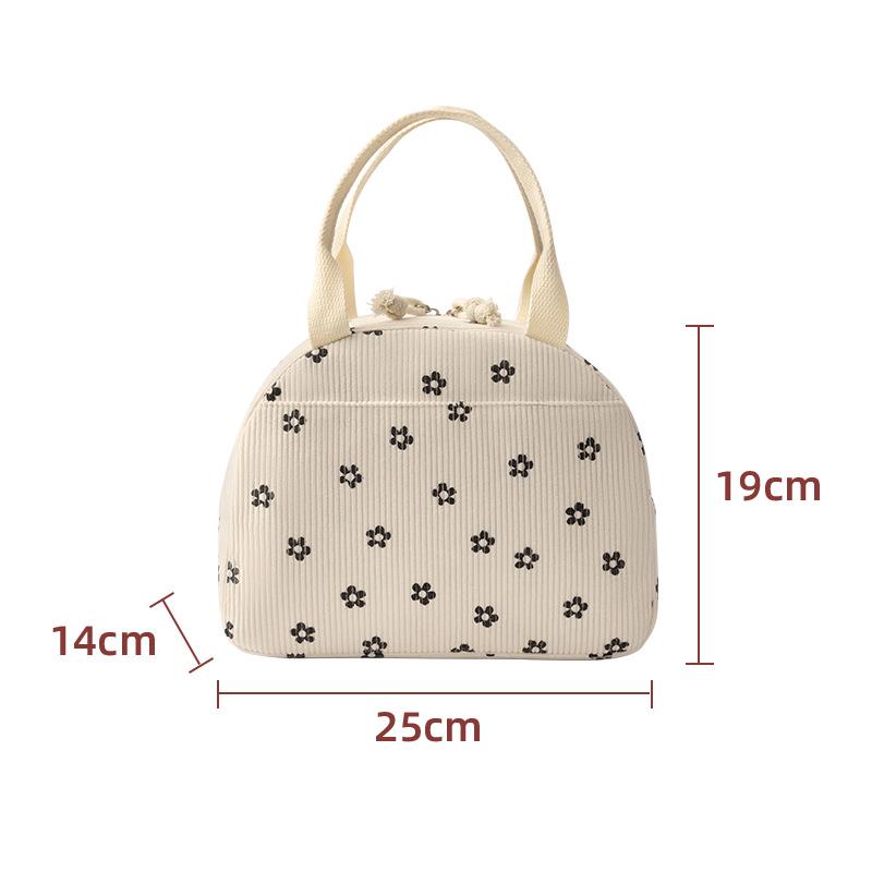 Kordfløyel Isolert Bento Lunsjveske - Ideell for Studenter og Kontorarbeidere