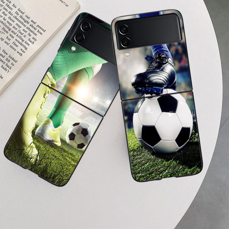 Football Field Phone Case For Samsung Z Flip 7 6 5G Galaxy Z Flip 5 4 3 Black Hard Cell Cover Luxury PC Shell Coque