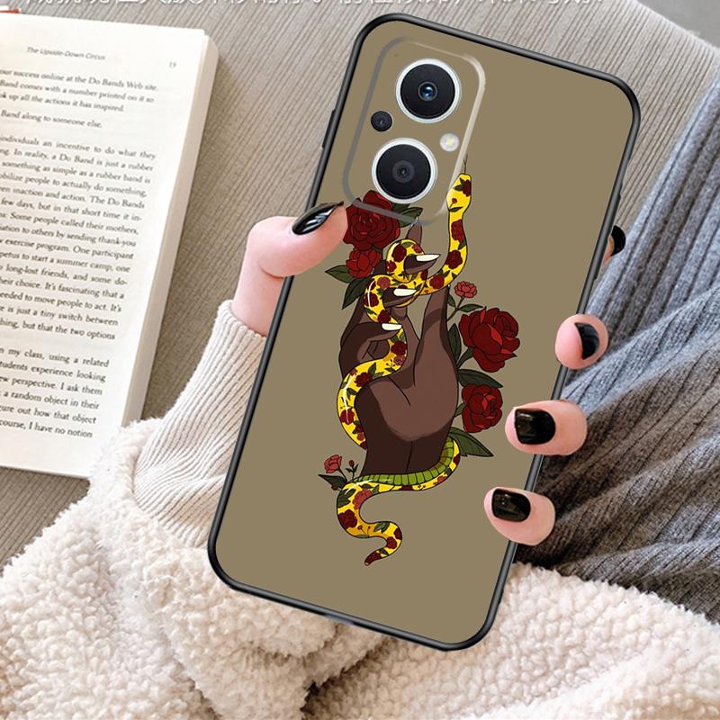 Hand Snake Flower Case For OPPO Reno 12 F 13 13F 11F 8T 7 8 10 Pro OPPO Find X8 Pro X6 X3 X5 Lite Cover Fundas