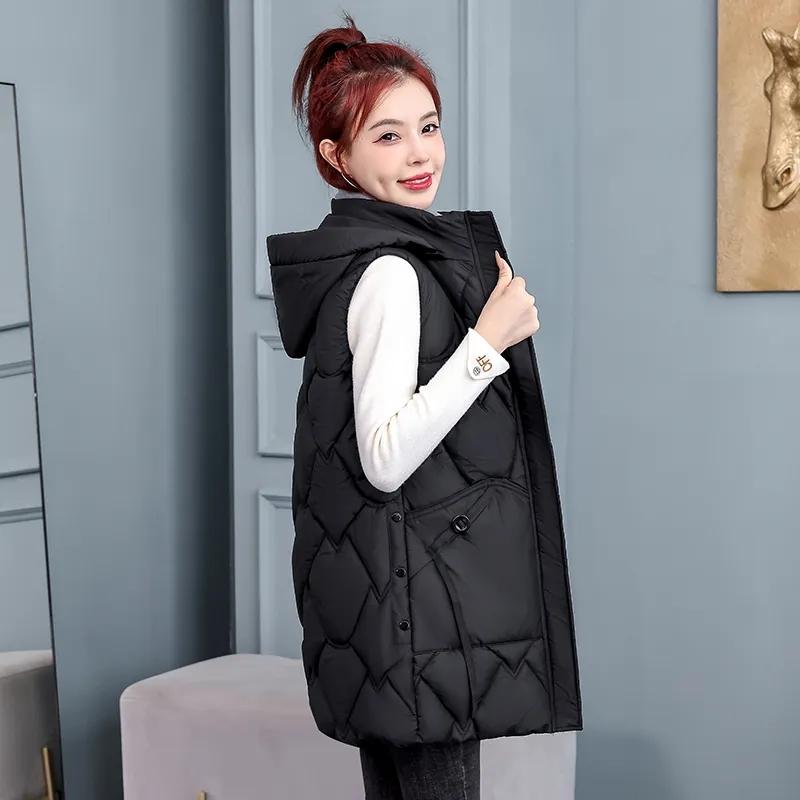 Autumn Winter Appear Thin All-Match Down Cotton Women's Sleeveless Vest Coat Casual Versatile Warm Female Waistcoat Jacket