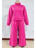 2025 Women's Casual Half-Zip Hoodie and Long Pants Set - European & American Autumn/Winter Style.