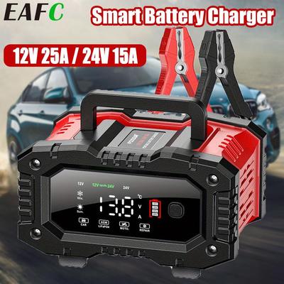Prise EU 12V 20A/ 10A 5A Chargeur de Batterie Entièrement Automatique, Chargeur Intelligent 7 Étapes 12V/24V