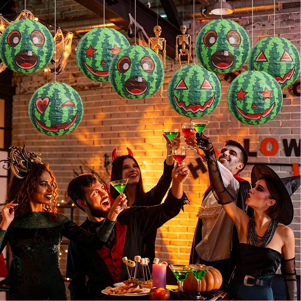 12pcs Summer Halloween Decorations Watermelon Lanterns For Party Decoration