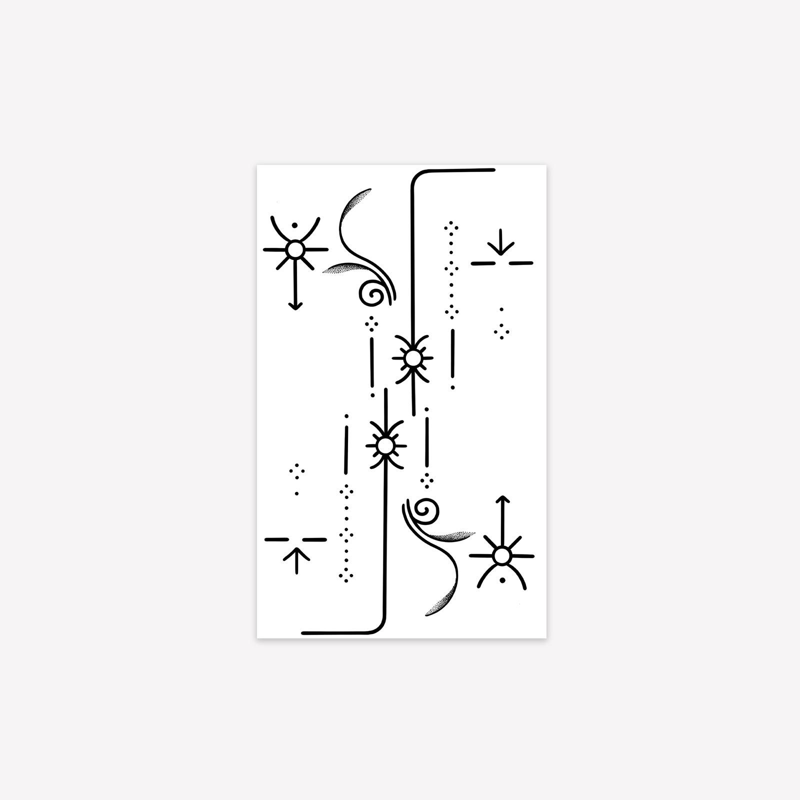 Herbal Lines Hand Totem Tattoo Stickers Lasting Waterproof Personality Niche Semi-Permanent Tattoo Stickers 11*18