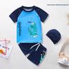 Cartoon Boys' Toddler Sun Protection Quick-Dry Swimsuit Set with Swim Cap