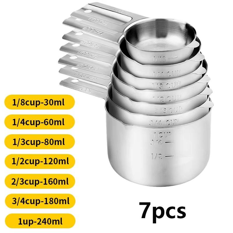 

7 шт./набор металлических мерных стаканов, наборы для кухни, мерные стаканы для сухих и жидких ингредиентов 7pcs