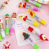 Christmas Ballpoint Pen Snowman Reindeer Topper Designs Multi-Color Writing Pen Fun Holiday Gift for Students Friends