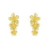 1 Pair Women Drop Earrings Geometric Design Flower Shape Stud Earrings Retro Style Shiny Texture Earrings