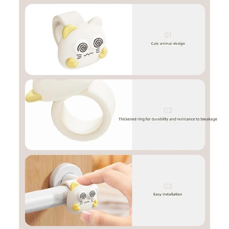 3 Pieces Silicone Kitten Door Knob Protectors With Cartoon Shape For Household Use
