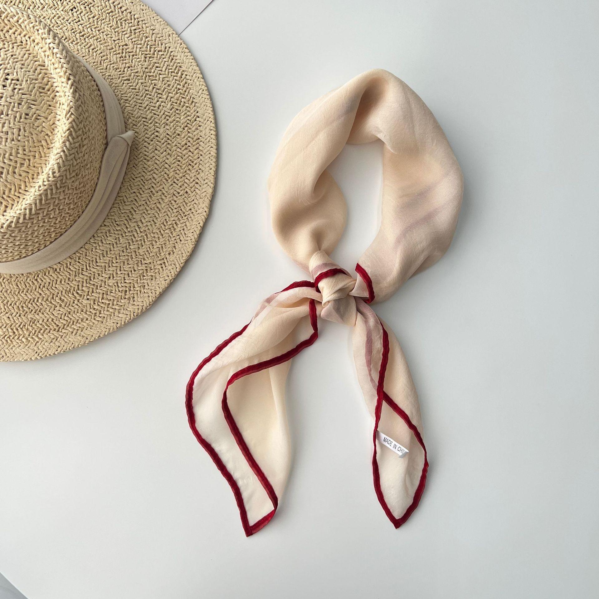 

Однотонный носовой платок, хлопковые шейные шарфы для женщин, маленькие шали и накидки, бандана, платки на голову 70cm бежевый