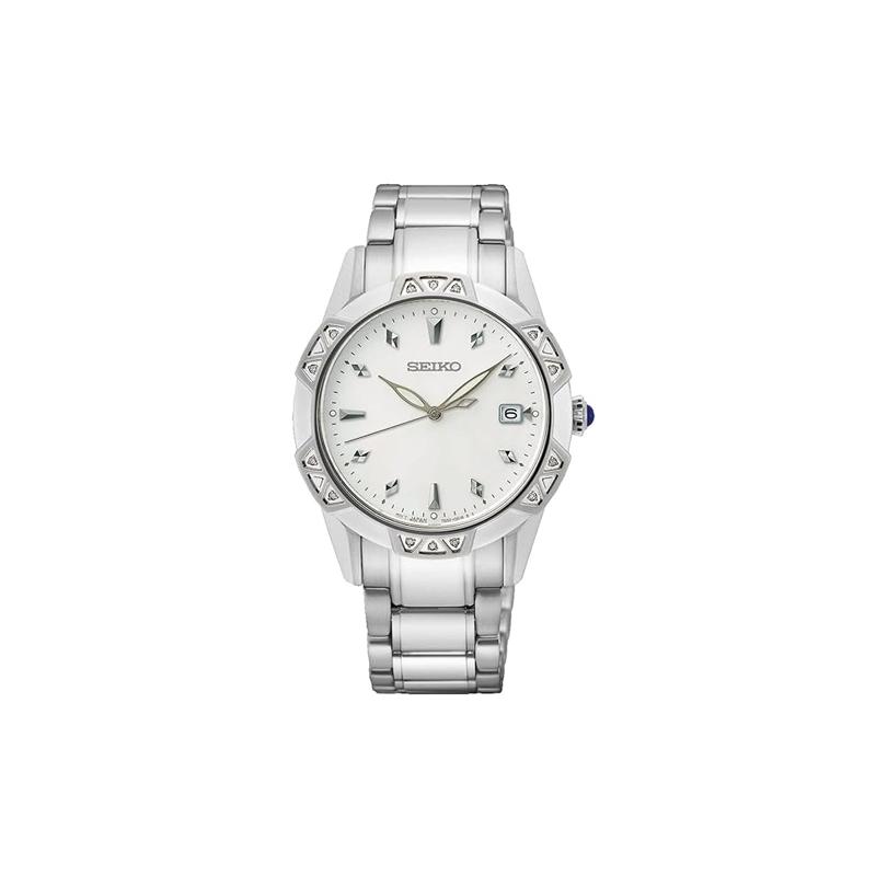 SEIKO Waterproof 100M Quartz Steel Strap Women s Watch White Dial SKK727P1 синий
