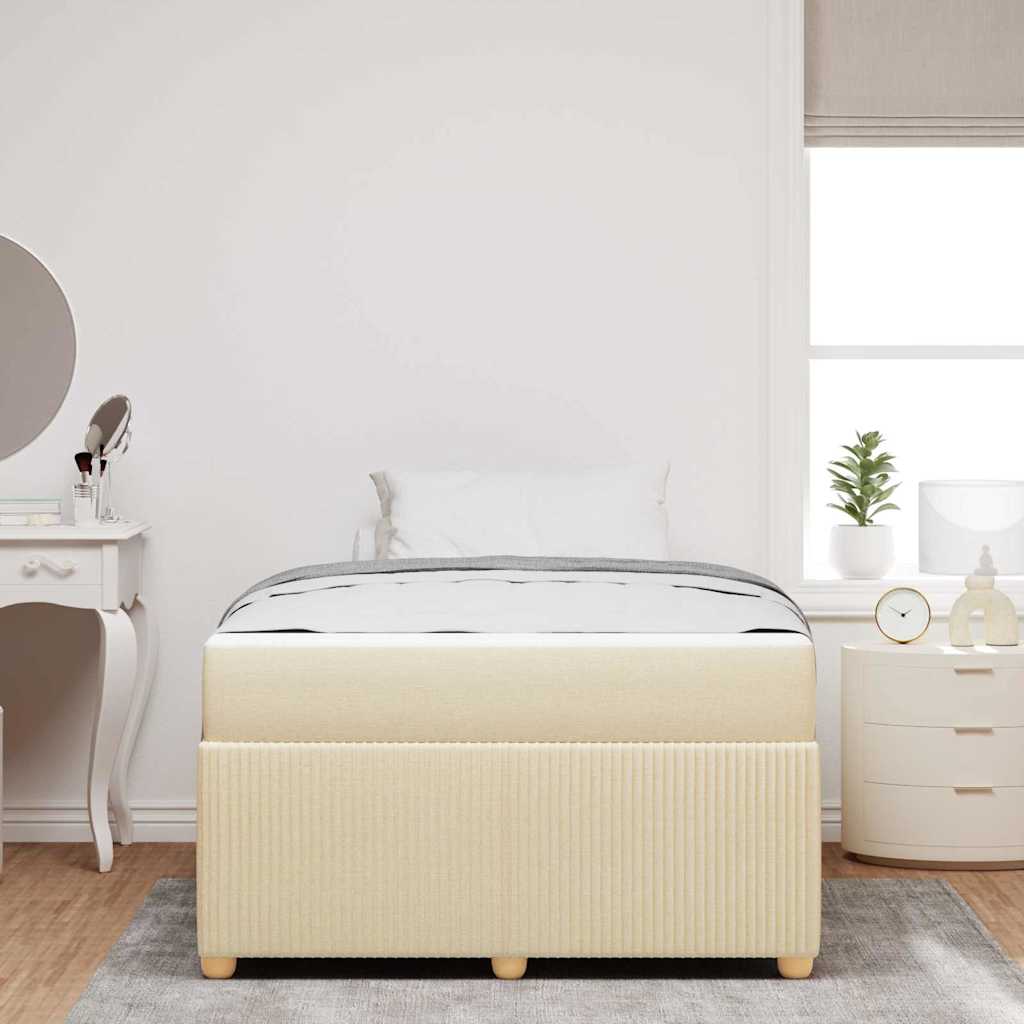 Bed Frame with Mattress Cream 120 X 190 Cm Fabric