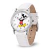 Disney Mickey Mouse Adult Classic Cardiff Jointed Hand Analog Quartz Leather Strap Watch White 2 - Silver Case/White