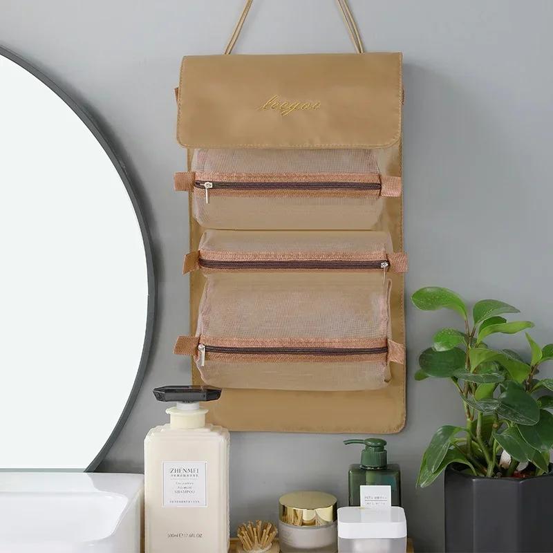 New Foldable Portable Travel Wash Storage Bags 4-in-1 Detachable Makeup Bag Household Large Capacity Zipper Mesh Cosmetics Pouch