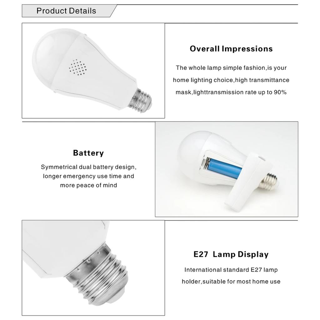 Bec LED E27 15W de Urgență 1600mAh Reîncărcabil Lampă Camping 110V 220V pentru Casă Pană de Curent Cort Lampă Grădină Portabil