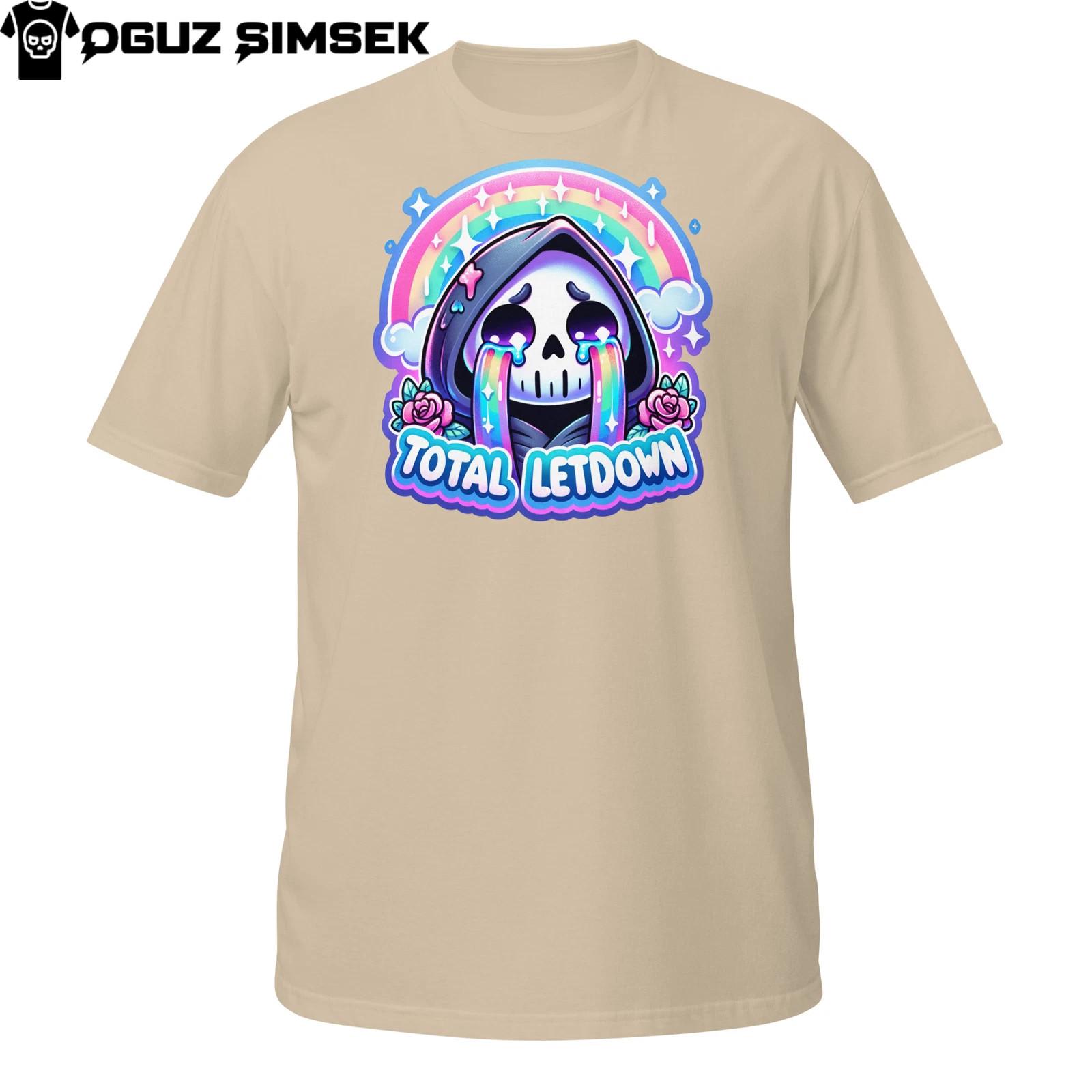 Total Letdown T-Shirt Mens Womens Tees Top – Crying Cartoon Reaper under Rainbow of Regret 2XL