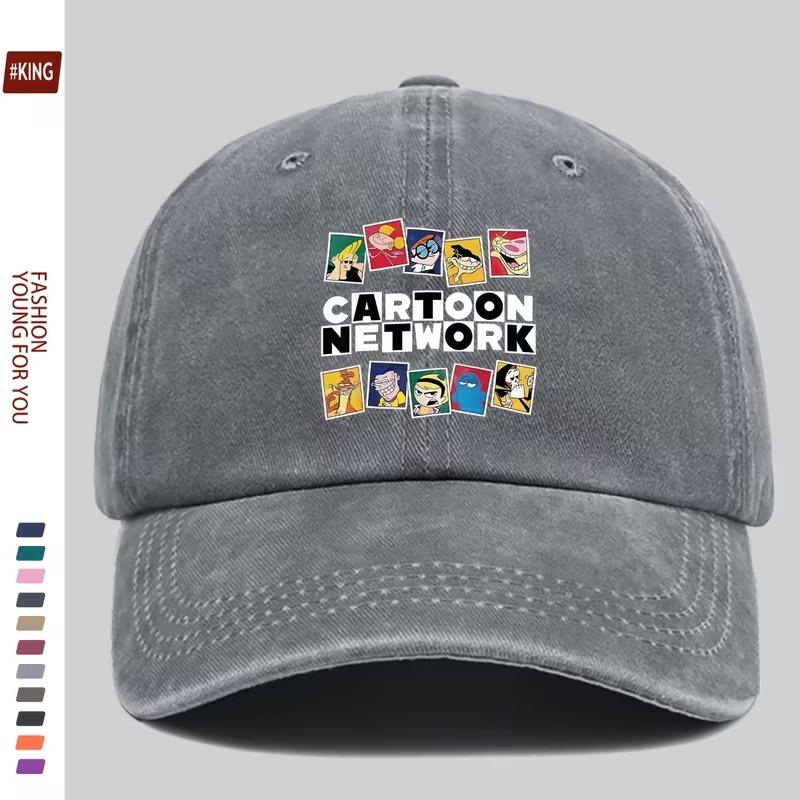 Women'S Cartoon Network Graphic Baseball Cap - Breathable, Slim Fit, Large Head Circumference, Casual Duckbill Hat with Colorful
