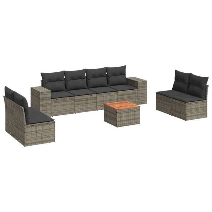 VidaXL Garden Lounge Set with Cushions 9 Pcs, Sofas and Patio Table, Outdoor Furniture Set Patio, Modern, 3257740