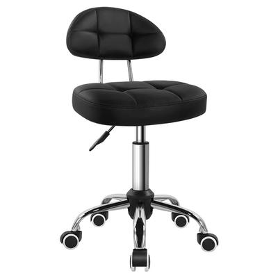 BFTOU Schwarzer Quadratischer Minimalistischer Drehhocker mit Rädern Arbeit Spa Geschäft Massage Höhenverstellbar und Rollhocker Stuhl mit Rückenlehne Kostengünstig