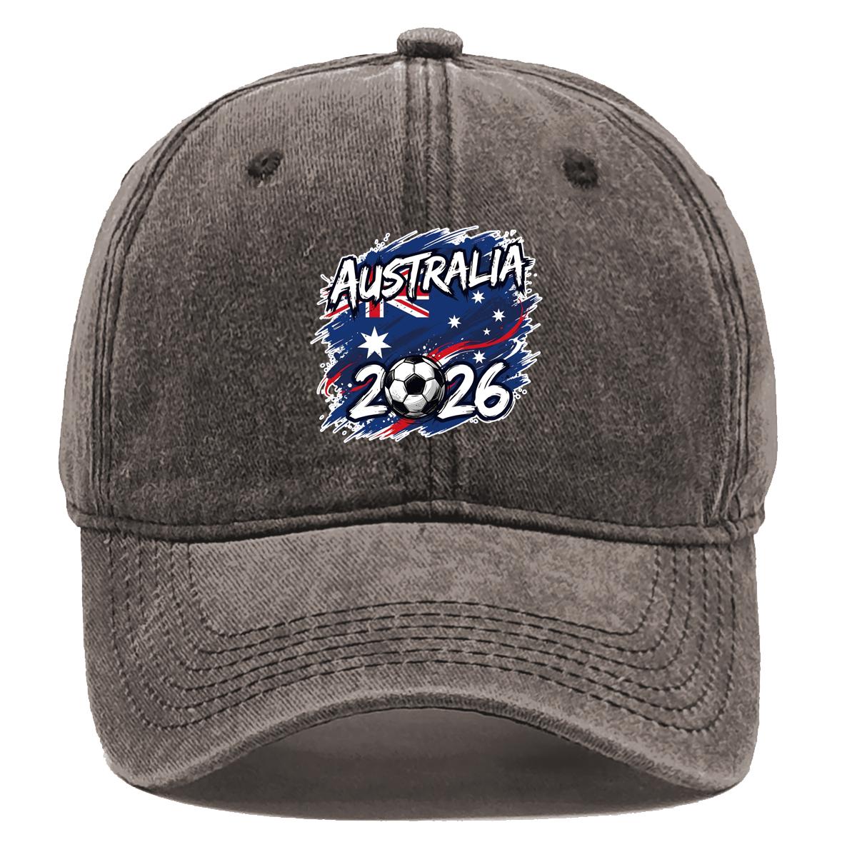 

Baseball Cap With 2026 Football Soccer AUSTRALIA Flag Printed , Adjustable Sun Hat Headwear Fit Lightweight Inelastic Flat Cap as the picture коричневий