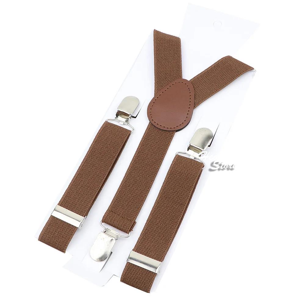 Men Kids Yellow Khaki Brown Suspender Bowtie Set Elastic Adjustable Y-Back Braces Straps Daily Father-Child Braces Accessory