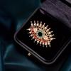 Crystal Pendant Luxury Badge Pin Hollow Out Banquet Clothes Pin Devil Eye Brooch Pin  Decoration