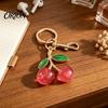 Women Purse Charms Double Cherry Keychain for Women, Golden Plated Alloy Car Key Ring, Decorative Charm Pendant Handbags Backpacks Purses Aesthetic