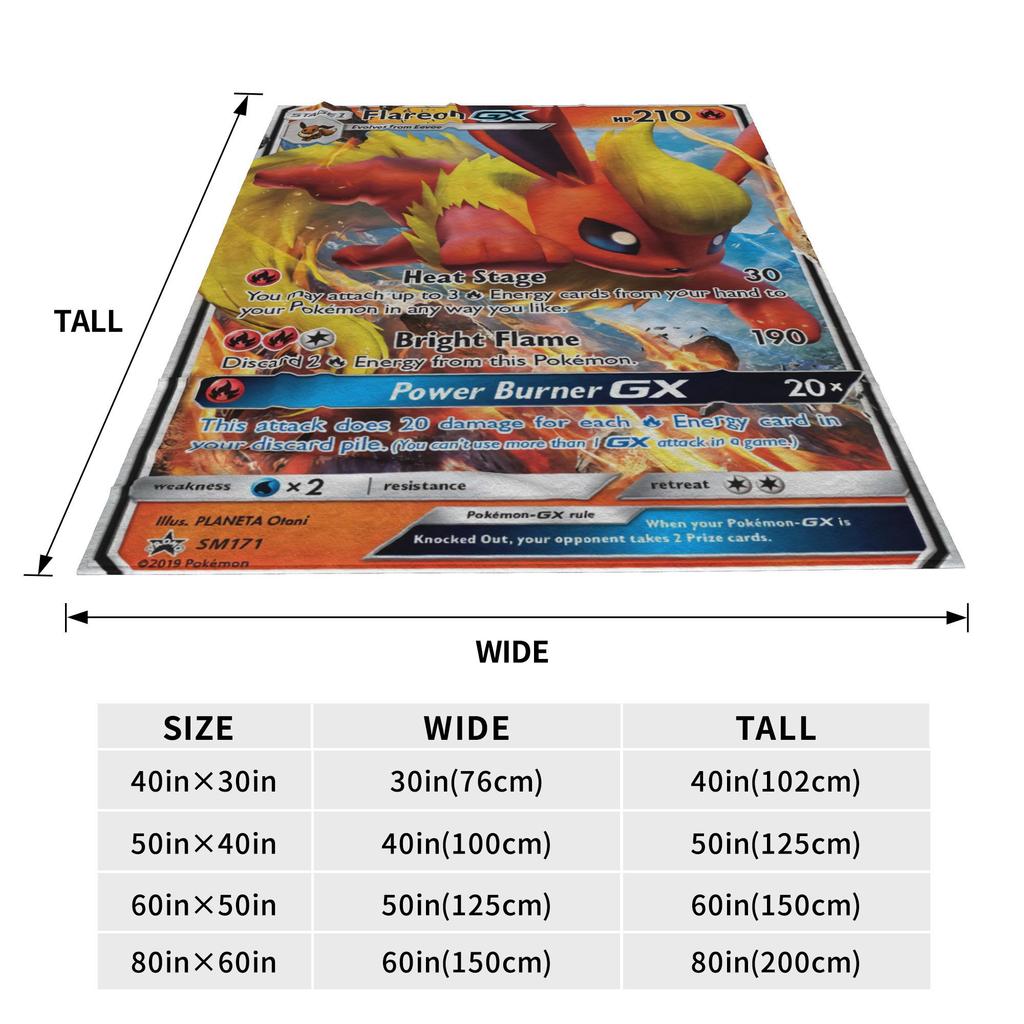 Pokemon Flareon GX Deken Super Warme Comfortabele Pluche Worpdeken Voor Kind Woonkamer Flanellen Sprei Bedsprei