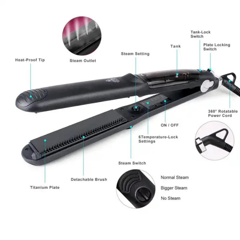 Steam Hair Straightener Straightening Irons Straight Hair Brush Hair Straightener Tools Curler Electric Ceramic Titanium