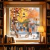 Removable Fall Window Stickers for Home Autumn Static Sticker with Cute Animals & Maple Leaves, Harvest Seasonal Glass Living Room Festival