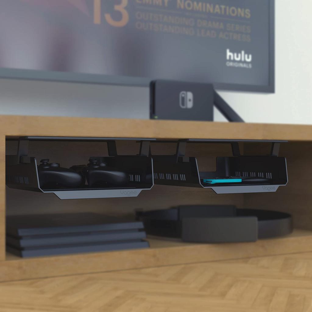 YaGee Podstolní kabelový žlab, Samolepicí, Podstolní zásuvka, Stojan na kabely pro domácí, kancelářské a výškově nastavitelné stoly, Skrytý úložný prostor na kabely, Černý