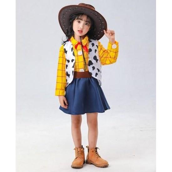 SCLYX Woody Costume Girls Cute Halloween Cosplay Kindergarten Kids Event Outfit #23065