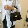 Women's Diamond Shape Shoulder Bags  Ladies Crossbody Bag  Girls Totes Bags  Student Coin Pack  Pleated Metal Heart Shape Trim