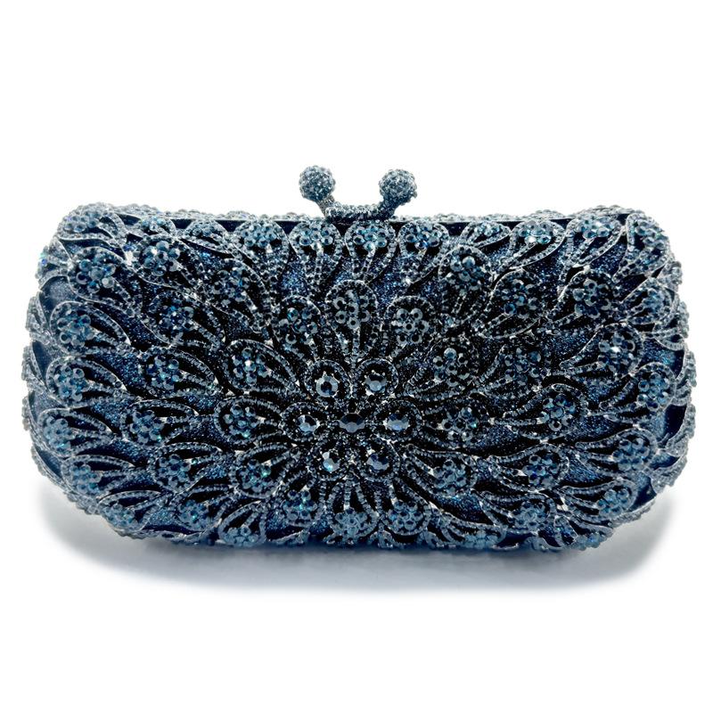 

White Rhinestone Black Evening Purse Bag WHTUOHENG Women’s Floral Diamond Crystal Ladies Party Prom PhoneHandbags Minaudiere 19cmX13cmX6cm