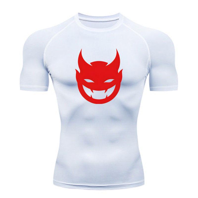 Men's Compression Fitness Athletic T-Shirt, Red Demon Devil