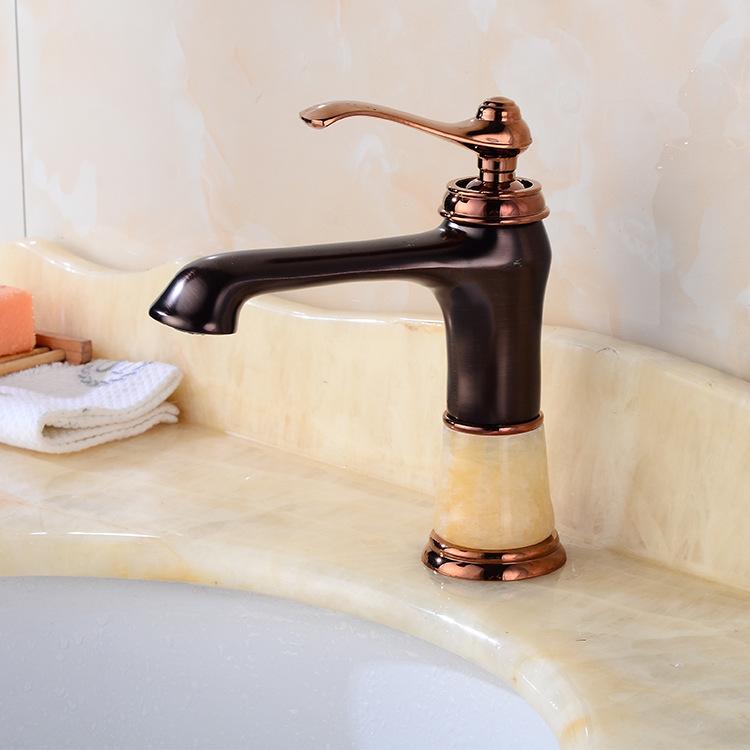 

European Style Black Retro Hot and Cold Mixed Water Basin Faucet Copper Alloy Antique Topaz Wash Basin Faucet Bathtub Faucet топаз
